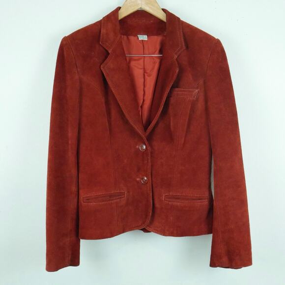 Vintage 70s S M Suede Blazer Jacket Rust Fall Academia Retro Quirky Boho Western - Picture 1 of 15